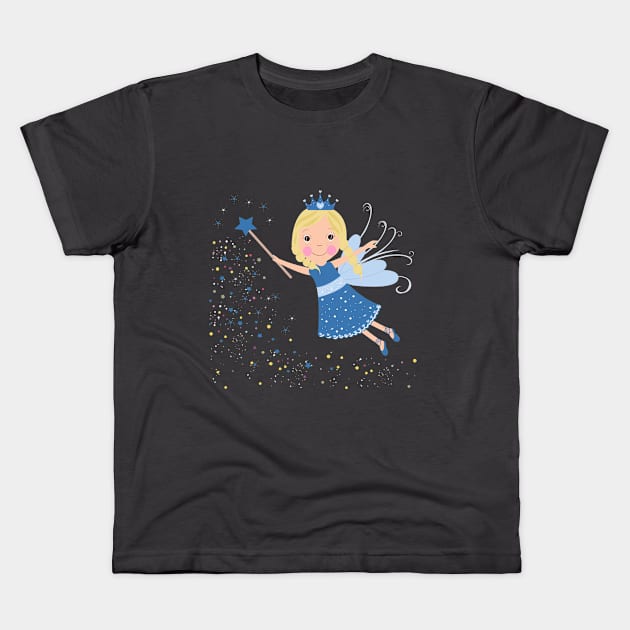 Cute fairytale blue stars shining Kids T-Shirt by GULSENGUNEL